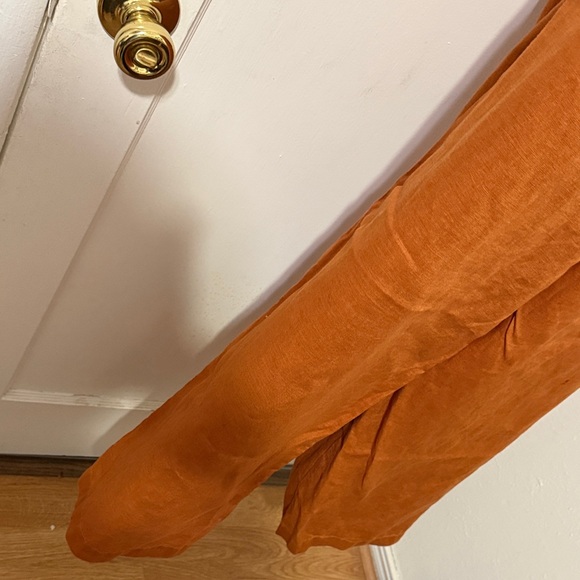 Three Dots Rust Orange Wide Leg Linen Pants - Picture 10 of 16